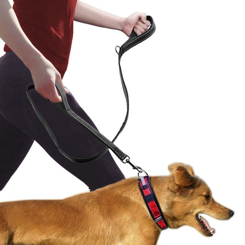 Double-Handle Dog Leash — Black